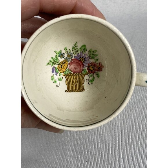 Wedgwood Belmar Demitasse/Espresso Cup Saucer Floral Basket Etruria England - Picture 3 of 10